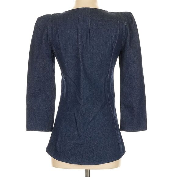 Tuckernuck Denim Tetley Puff Sleeve V-neck Top XS - Picture 4 of 6